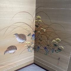 屏風  花鳥図 二曲一双 四曲 芳仙銘の画像