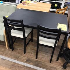 【ジャングルジャングル広陵店】家具　イケア　ダイニングセット2人用　椅子付き　ブラック　【ジモティー特別価格！！】の画像