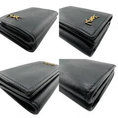 サンローランパリ SAINT LAURENT PARIS 三つ折り財布 YSLロゴ コンパクトウォレット TGN637420 ブラックの画像
