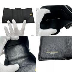 サンローランパリ SAINT LAURENT PARIS 三つ折り財布 YSLロゴ コンパクトウォレット TGN637420 ブラックの画像