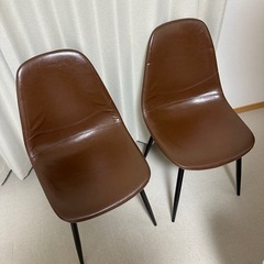 ダイニングチェア 2脚セット 椅子 チェア ブラウン レザーの画像