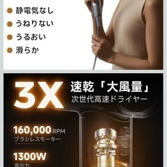 マイナスイオン高速ヘアドライヤー　新品　グレーの画像