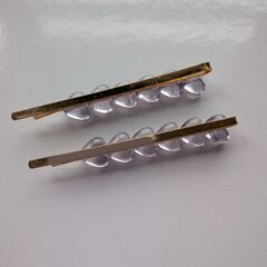 クリスタルグレー　ヘアピン　2本　ほぼ未使用の画像