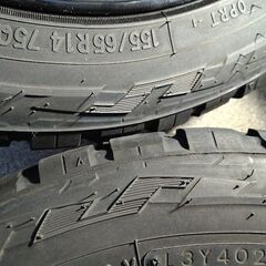 ★軽自動車★人気の【マッド＆スノー】14インチ TOYO オープンカントリー R/T【富山】トーヨー 155/65R14 黒 アルミ Xスピード 中古４本 14インチの画像