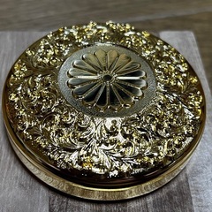 朱肉入れ 24KGP 24金メッキ 木箱入り 菊紋の画像