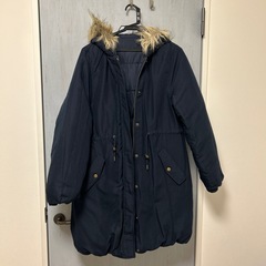 レディース　リバーシブルコートL　ダウンコートモッズコート　ネイビーの画像