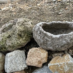 無料　札幌軟石の鉢？2個セット　盆栽や鉢植えにの画像