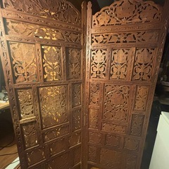 【透かし彫り パーテーション】 アジアン家具 折り畳み間仕切り パーティションの画像