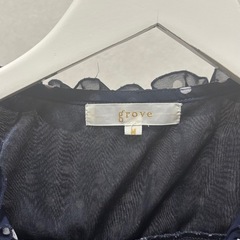 grove ネイビー ドット柄 半袖シャツ Mの画像