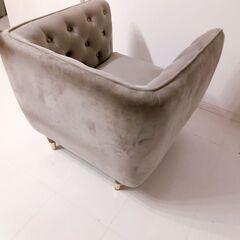 LOWYA ロウヤ 1人掛け ソファ グレー ベルベットの画像