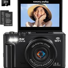 デジカメ 5K 7500万画素 Wi-Fi機能 デジタル 18倍デジタルズームの画像