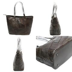 クロコダイル LB-7001 トートバッグ ニコチン  CROCODILE パッチワーク 天ファスナー ブラウンの画像