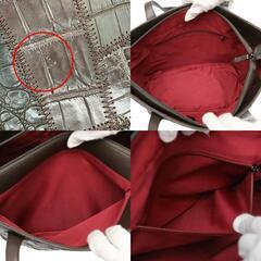 クロコダイル LB-7001 トートバッグ ニコチン  CROCODILE パッチワーク 天ファスナー ブラウンの画像