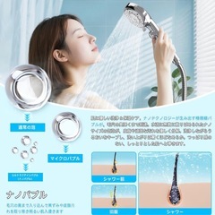 新品未使用/高級SPA体験を自宅で ナノバブル高機能シャワーヘッド 5モード切替・節水92%・塩素除去の画像