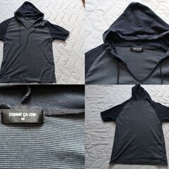 コムサイズム グローバルワーク ストライプ 半袖 白 長袖　麻100% 別地 キュプラ100%　Tシャツ セーター　タオルハンカチ グローバルワーク フード付き　パーカー　ネイビー　M　6点セットの画像