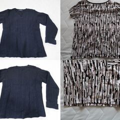 コムサイズム グローバルワーク ストライプ 半袖 白 長袖　麻100% 別地 キュプラ100%　Tシャツ セーター　タオルハンカチ グローバルワーク フード付き　パーカー　ネイビー　M　6点セットの画像