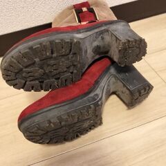 ワインレッドファーブーツMサイズの画像