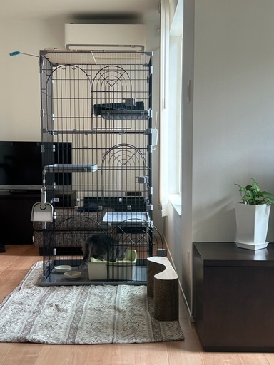 ３段猫ケージ　ステップ付