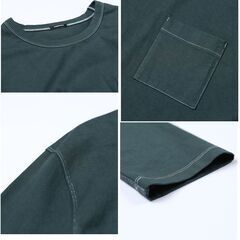 【お買得】素敵な長袖Tシャツ2枚セット ポケットT 無地 黒・緑の画像