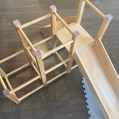 RiZKiZ 木製 ジャングルジム 耐荷重50kg すべり台 階段付 レイアウト変更可能 の画像