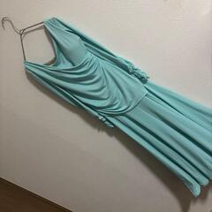 社交ダンスドレス M ミントグリーン ドレープデザインの画像