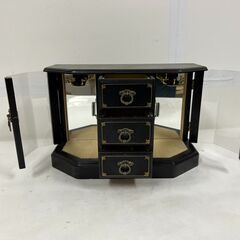木製 アクセサリーケース ジュエリーケース オルゴール（乾杯）付 レトロ 幅35cm×奥行15cm×高さ23cm の画像