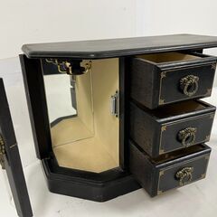 木製 アクセサリーケース ジュエリーケース オルゴール（乾杯）付 レトロ 幅35cm×奥行15cm×高さ23cm の画像