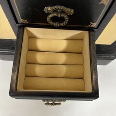 木製 アクセサリーケース ジュエリーケース オルゴール（乾杯）付 レトロ 幅35cm×奥行15cm×高さ23cm の画像