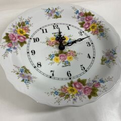 FORTUNE 壁掛け時計 絵皿 花柄 クォーツ おしゃれ インテリア 幅26cm×高さ26cm×奥行6cmの画像
