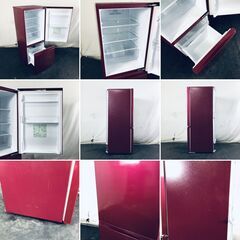 ID:rg221201 アクア AQUA 冷蔵庫 一人暮らし 中古 2017年製 2ドア 184L レッド ファン式 右開き AQR-18G(R)  【リユース品：状態B】【送料無料】【設置費用無料】の画像