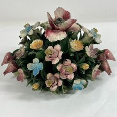 イタリア製 陶器製 置物 花 おしゃれ インテリア オブジェ 幅20cm×奥行13cm×高さ13cmの画像