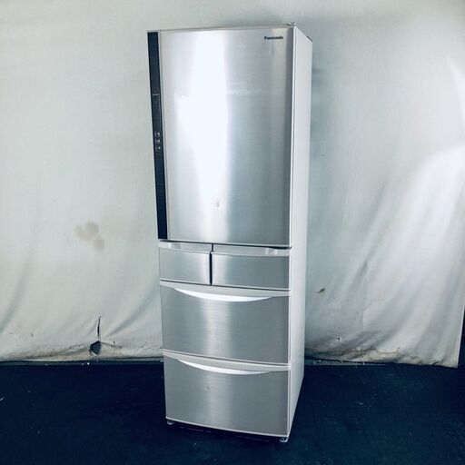 ID:rf00225 【自社配送エリア内限定】パナソニック Panasonic 冷蔵庫 ファミリー 中古 2017年製 5ドア 411L シャンパン ファン式 右開き NR-E412V-N  【リユース品：状態B】【送料無料】【設置費用無料】