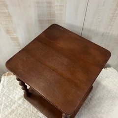 J525⭐️ 昭和レトロ 木製 2段 シェルフ ラック ウッドラック 電話台 飾り棚 古家具の画像