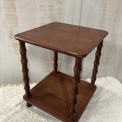 J525⭐️ 昭和レトロ 木製 2段 シェルフ ラック ウッドラック 電話台 飾り棚 古家具の画像