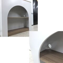 不二貿易 マントルピース 収納棚 幅80cm アーチ型 コード穴付き ナチュラル×ホワイト 収納家具 ☆ 札幌市 北区 屯田 の画像