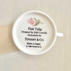 【ネット決済・配送】 Tiffany ティファニー　Pink Tulip コーヒーカップ　ティーカップ　 カップアンドソーサー　未使用　美品　箱入り　匿名配送　ピンクチューリップ  の画像