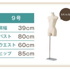 婦人トルソー 9号 軽量ボディ ステンレス調ベース付き（ほぼ未使用）／洋裁・展示・撮影用マネキンの画像