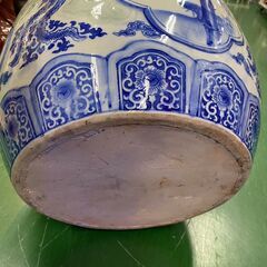 【愛品倶楽部柏店】火鉢　染付鳳凰松竹　和室の飾り　植木鉢　鉢カバー　インテリアの画像