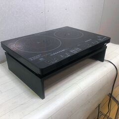 台付 IRIS OHYAMA EIH1470-B 本体のみ 2014年製 箱説無し 動作確認済 IHクッキングヒーター アイリスオーヤマ 中古 電化製 2口コンロ 専用スタンド付き  【商品説明】251022-1の画像