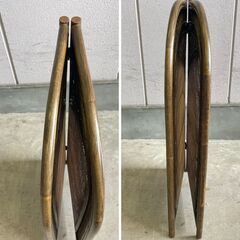 J7B2375 ラタン パーテーション 籐 ふじ 衝立 ついたて 間仕切り 折りたたみ ロータイプ ２連 昭和 レトロ アンティーク ヴィンテージ 現状の画像