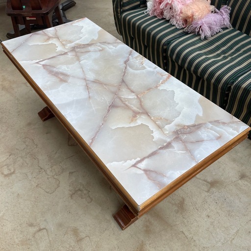 【アンティーク古家具】カリモク　大理石柄　テーブル