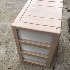 JM20364K) 3段収納ケース＜幅：約63cm 高さ：約68cm 奥行：約45cm＞中古品【取りに来られる方限定】の画像