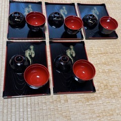 未使用　素敵な小盆　汁粉椀5組の画像