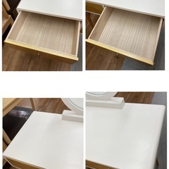 S143 ⭐ 北欧風ドレッサー 化粧台 鏡台 ホワイト＆ナチュラル 幅80 USEDの画像