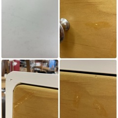 S143 ⭐ 北欧風ドレッサー 化粧台 鏡台 ホワイト＆ナチュラル 幅80 USEDの画像
