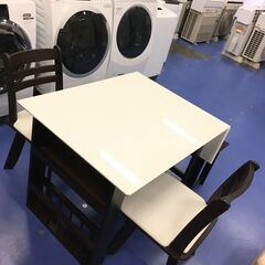 ★リユースのサカイ横浜南店★YM1551 NITORI ４人掛けダイニングセット ホワイト W94～120×D75×H70 クリーニング済みの画像