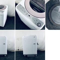 ID:sg220426 シャープ SHARP 洗濯機 一人暮らし 大きめ 中古 2018年製 全自動洗濯機 7.0kg ピンク 送風 乾燥機能付き ES-GV7C-P  【リユース品：状態A】【送料無料】【設置費用無料】の画像