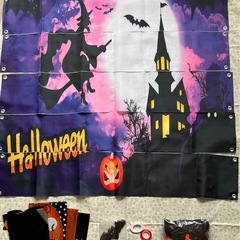 ハロウィン 飾り付けセット タペストリー バルーン 魔女 カボチャの画像
