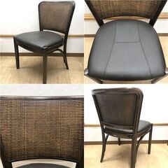 ss7787　カリモク 書斎机セット デスク＆チェア ダークブラウン 両袖机 引出5杯 天然木 重厚感 レトロ こげ茶 カリモク家具 中古の画像