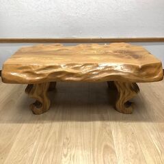ss7790　座卓 テーブル 幅85cm 木製 瘤付 原木 ちゃぶ台 和風 文机 置台 飾り台 レトロ ローテーブル 重厚 和室 切株 座卓 中古の画像
